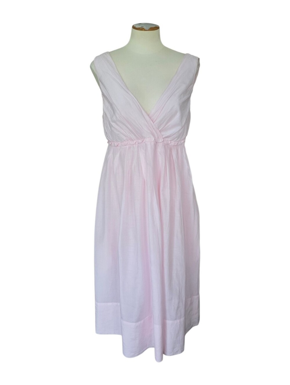 NWOT Gap 70% Cotton 30% Silk Blush Pink Sleeveless Midi Dress Womens 10 Tall